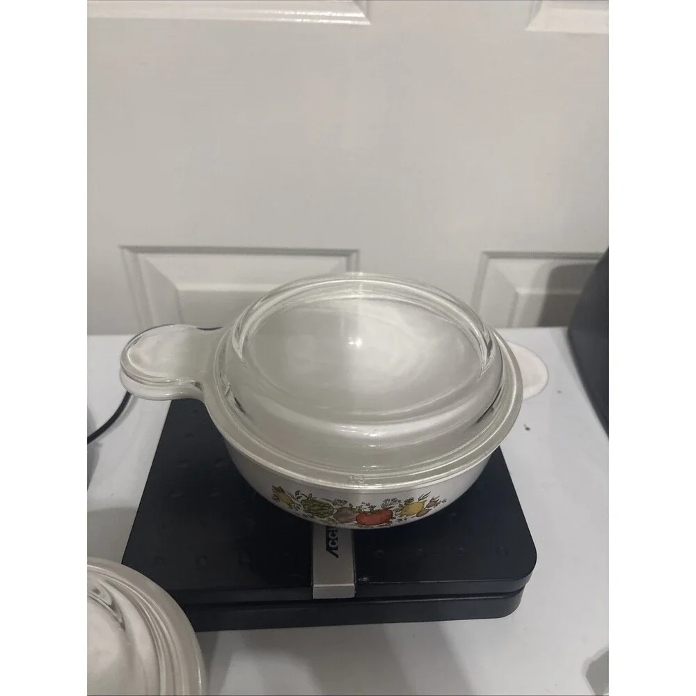 Corning Ware Set Spice Of Life & Plain Grab-It Bowl P-150-B With Glass Lid